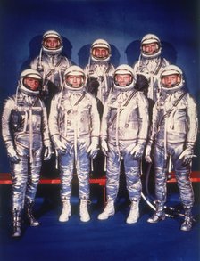 The Mercury Seven astronauts, 1959. Artist: Unknown