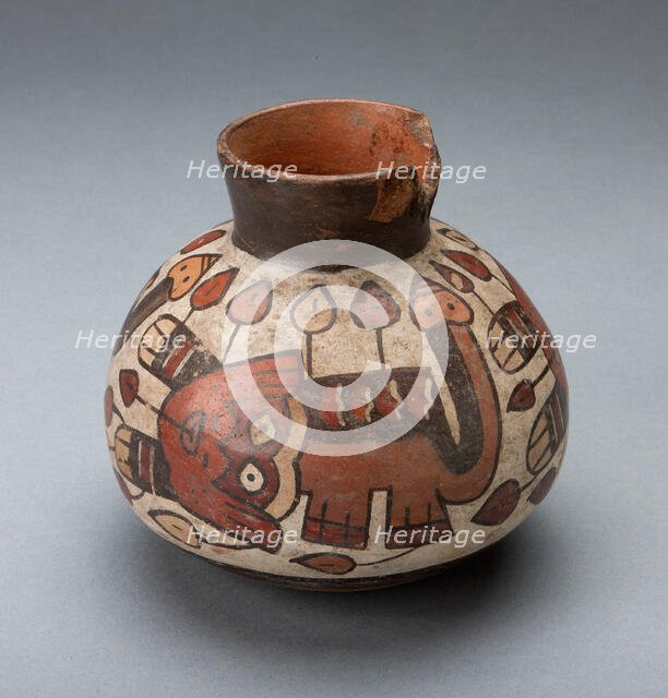 Jar Depicting a Feline with Vegetal Motifs Emerging from its Body, 180 B.C./A.D. 500. Creator: Unknown.