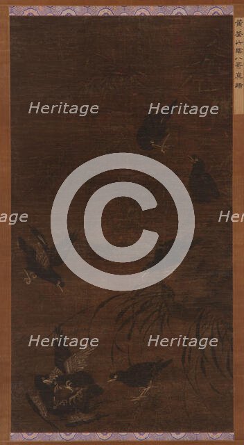 Eight Mynah Birds with Bamboo and Orchids, Ming dynasty, 16th century. Creator: Unknown.