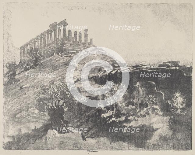 The Temple of Concord on the Wall, Girgenti, 1913. Creator: Joseph Pennell.