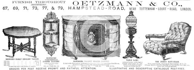 Oetzmann & Co., furniture, 1883.  Creator: Unknown.