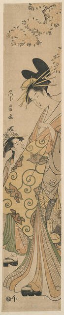 Courtesan and her Attendant under Cherry Tree, c. 1780/1800. Creator: Chokosai Eisho.