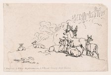 Deer (from Plate 3, Outlines of Figures, Landscapes and Cattle...for the Use of Le..., June 1, 1790. Creator: Thomas Rowlandson.