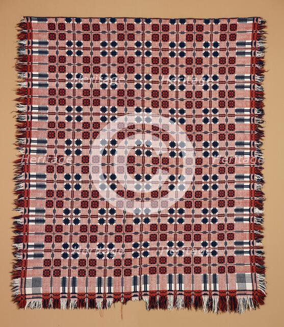 Bed Cover (Overshot Coverlet), 1825-1850. Creator: Unknown.
