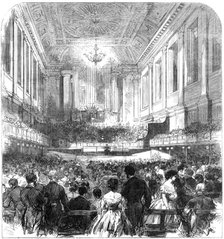 Meeting of the British Association at Birmingham: Professor Phillips...in the Townhall, 1865. Creator: Unknown.