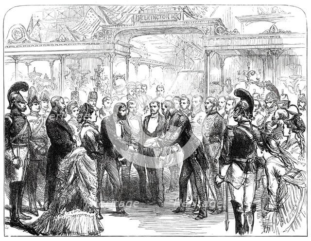 Opening of the American Centennial Exhibition: Colonel Sandford delivering...a Catalogue...1876. Creator: Melton Prior.