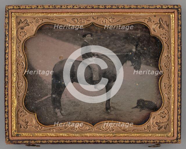 Untitled (Portrait of a Boy on a Horse), 1855. Creator: Unknown.