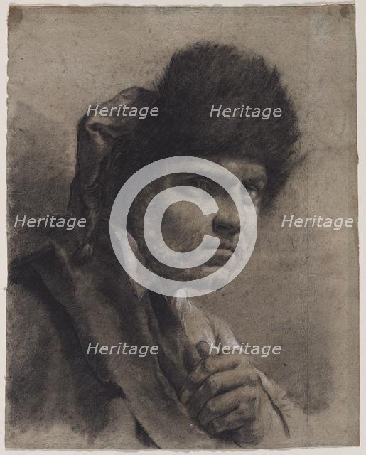 Man with a Fur Cap, c. 1730/40s. Creator: Giovanni Battista Piazzetta (Italian, 1682-1754).