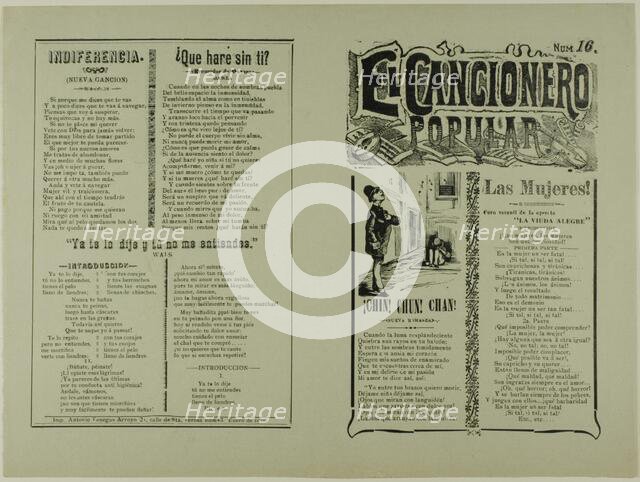 El cancionero popular, num. 16 (The Popular Songbook, No. 16), n.d. Creator: José Guadalupe Posada.