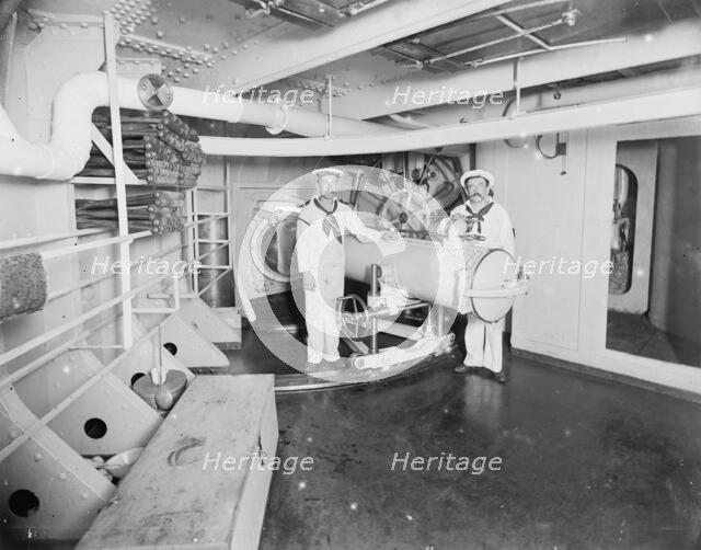 U.S.S. Massachusetts, torpedo tube, between 1896 and 1901. Creator: Unknown.