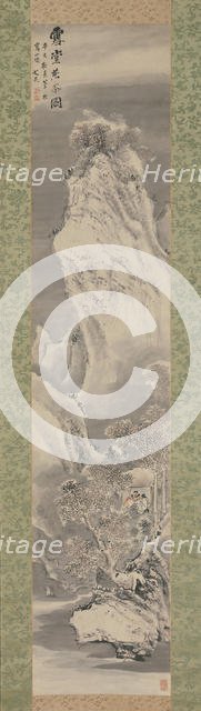 Brewing Tea in a Snow-Covered Hut, 1791. Creator: Tani Buncho.