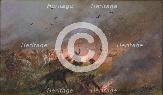 The defeat of the Pugachev's Troops near Troitsk, 1891. Creator: Karasin, Nikolai Nikolayevich (1842-1908).