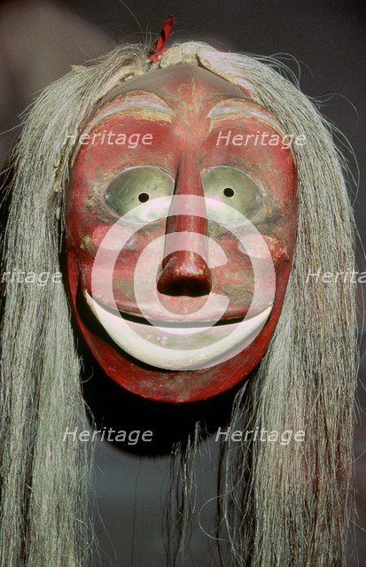 Iroquois false-face mask which belonged to a member of the 'False Face Band'. Artist: Unknown