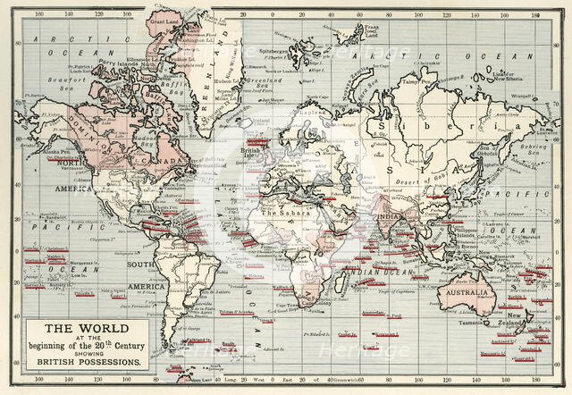 'The World at the Beginning of the 20th Century Showing British Possessions', c1900. Creator: Artists Illustrators Ltd.