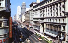 Looking down Market Street from Powell, San Francisco, California, USA, 1957. Artist: Unknown