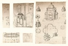 Five architectural drawings, c1472-c1519 (1883). Artist: Leonardo da Vinci.