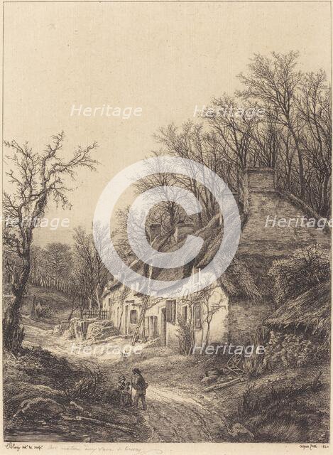 Cottages in Winter, 1840. Creator: Eugene Blery.