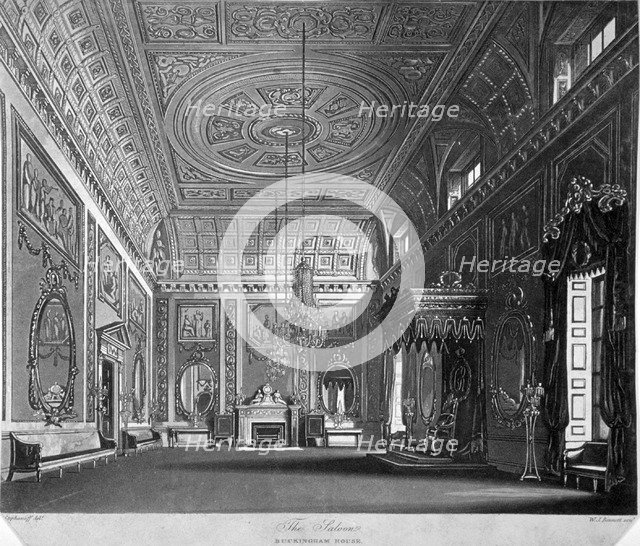 View of the saloon in Buckingham House, Westminster, London, 1819. Artist: William James Bennett