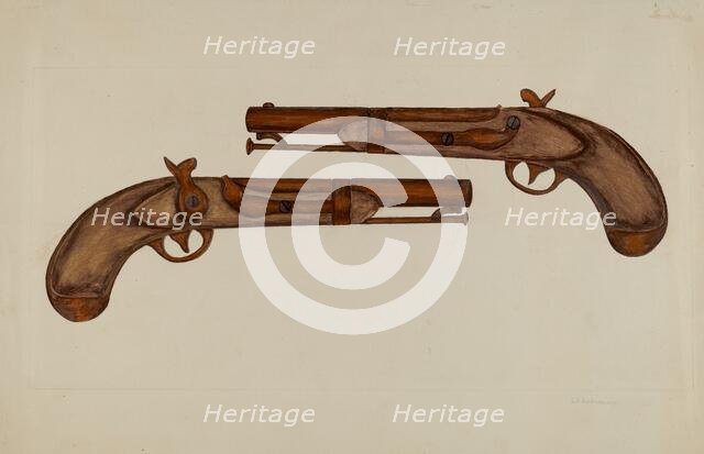 Cap and Ball Revolver, c. 1937. Creator: LeRoy Robinson.