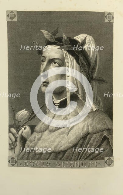 Portrait of Dante Alighieri (1265-1321), 1865. Creator: Faruffini; Federico (1831-1869).