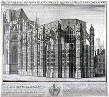 South-east view of King Henry VII's chapel at Westminster Abbey, London, 1739.   Artist: William Henry Toms