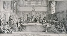 Meeting in the Guildhall Council Chamber, City of London, 1750.                                      Artist: Hubert Francois Gravelot