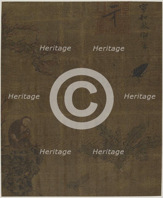 Monkeys, insects, and cabbage, Possibly Ming dynasty, 1368-1644. Creator: Unknown.