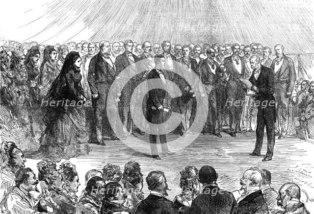 The Majority of the Prince Imperial: the Duc de Padoue reading the address at...Chiselhurst, 1874. Creator: Unknown.