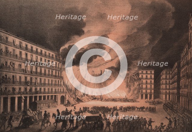 Plaza Mayor of Madrid on the night of August 16, 1790 when it was destroyed by fire.
