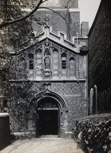 The church of St  Bartholomew the Great; exterior view showing the entrance through the west porch. Creator: Rev CF Fison.