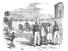 Calcutta Gate and Main Guard, Fort William: Native Prisoners under Escort, 1857. Creator: Unknown.