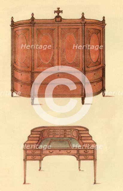 Design for a cupboard and desk for Carlton House, 1787, (1946).  Creator: Unknown.