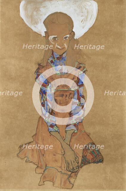 Seated Girl (Poldi Lodzinski), 1910. Creator: Egon Schiele.