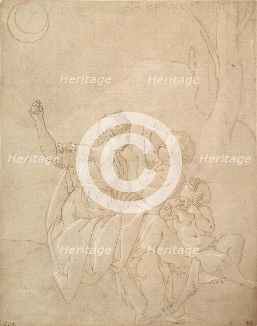 Classical Female Figure (Diana or Venus) with Two Infants, ca. 1539-42. Creator: Francesco Primaticcio.