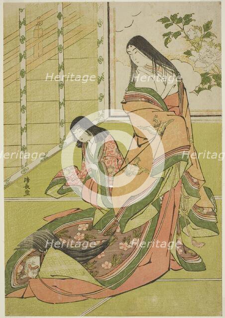 The Third Princess and Her Kitten, from an untitled series of court ladies, c. 1784. Creator: Torii Kiyonaga.