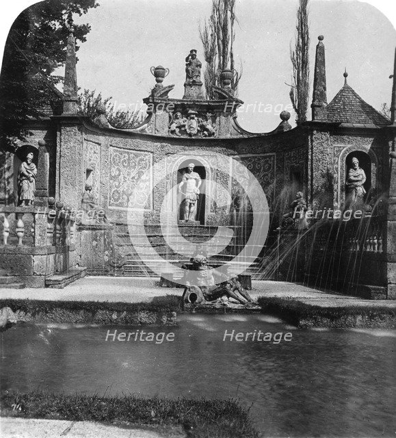 Fountain, Hellbrunn Castle, Salzburg, Austria, c1900.Artist: Wurthle & Sons