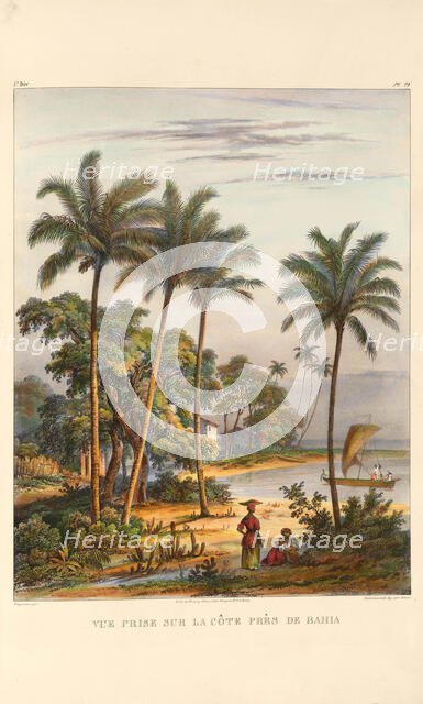 The coast near Bahia. From "Voyage pittoresque dans le Brésil", 1835. Creator: Rugendas, Johann Moritz (1802-1858).