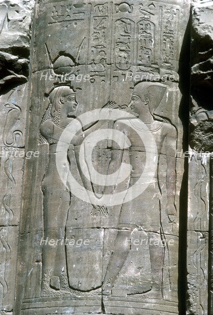 Relief of the goddess Hathor, Temple of Horus, Edfu, Egypt, Ptolemaic Period, c251 BC-c246 BC. Artist: Unknown
