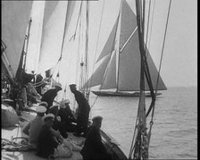 Men Working on a Yacht at Cowes, 1933. Creator: British Pathe Ltd.