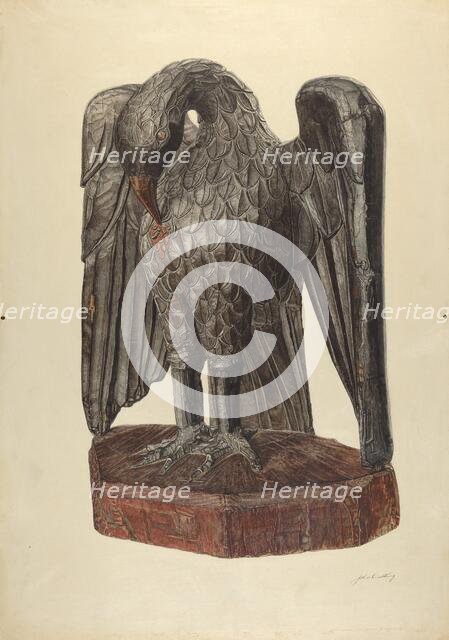 Hand Carved Eagle, c. 1938. Creator: John Cutting.