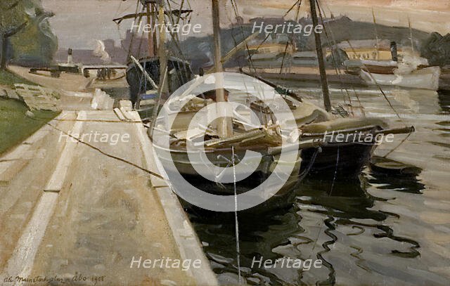 Lime boats, 1908. Creator: Alarik Munsterhjelm.