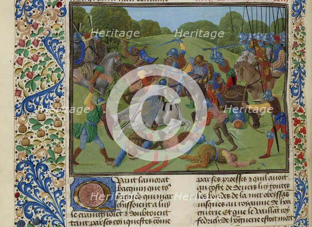 Battle between Turks under Sultan Murad I and Serbs, ca 1470-1475. Creator: Anonymous.