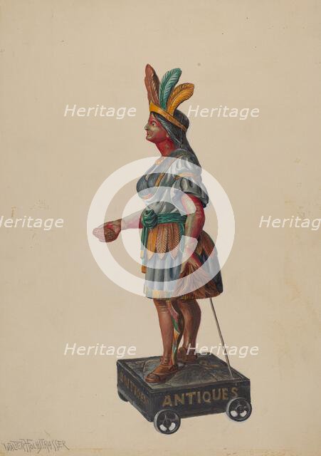 Cigar Store Indian, c. 1936. Creator: Walter Hochstrasser.