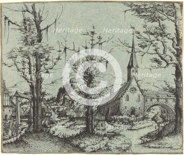 Landscape with a Village Church, 1545. Creator: Augustin Hirschvogel.
