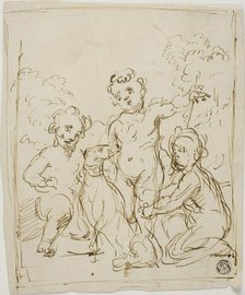 Three Putti and Dog in a Landscape, n.d. Creator: Giuseppe Diamantini.