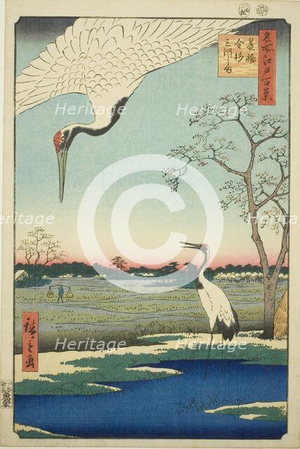 Minowa, Kanasugi, Mikawashima, from the series "One Hundred Famous Views of Edo (Meisho..., 1857. Creator: Ando Hiroshige.