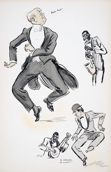 Gentleman in white tie and gentleman in bowler hat try out dancing to jazz…, from 'White Bottoms' pu