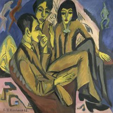 Artist group (Conversation of the artists), 1913. Creator: Kirchner, Ernst Ludwig (1880-1938).