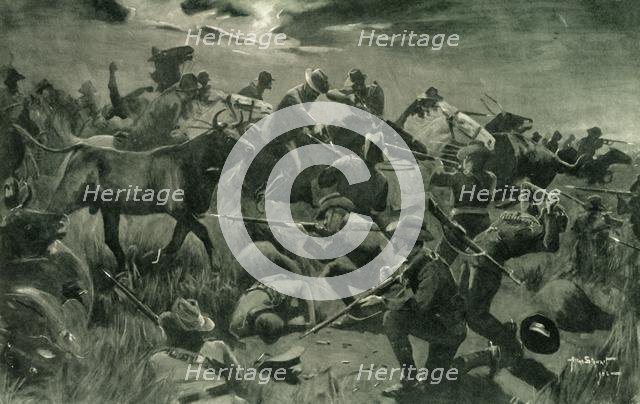 'Brilliant Defence by New Zealanders at Holspruit, February 25, 1902', 1902. Creator: Allan Stewart.