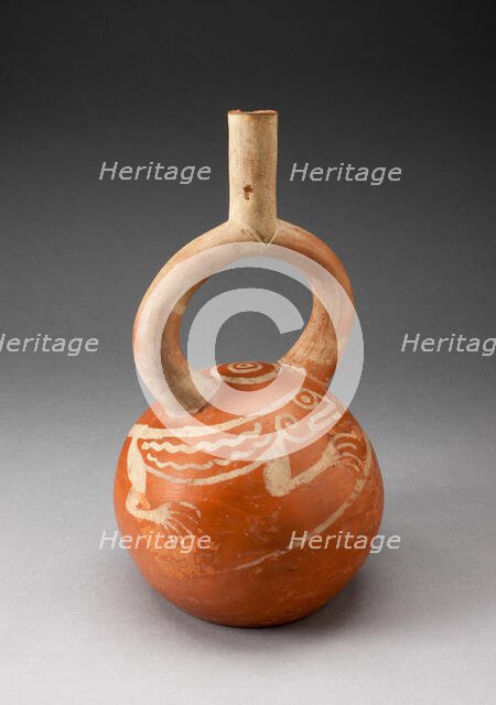 Stirrup Spout Vessel with Fineline Lizard Motifs, 100 B.C./A.D. 500. Creator: Unknown.